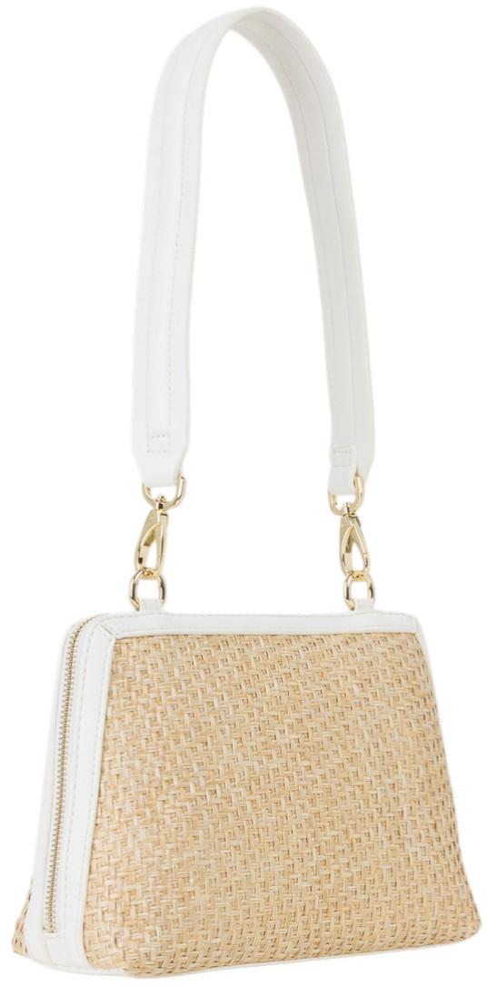 trapezförmige Umhängetasche Valentino Demetra Bast Bianco weiss