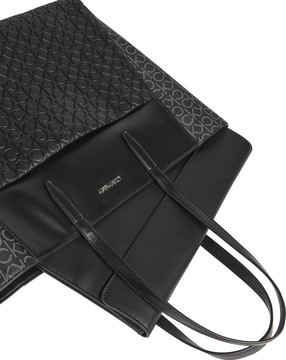 trendige Alltagstasche Calvin Klein Mono Mix Shopper Etui Laptop Logo schwarz