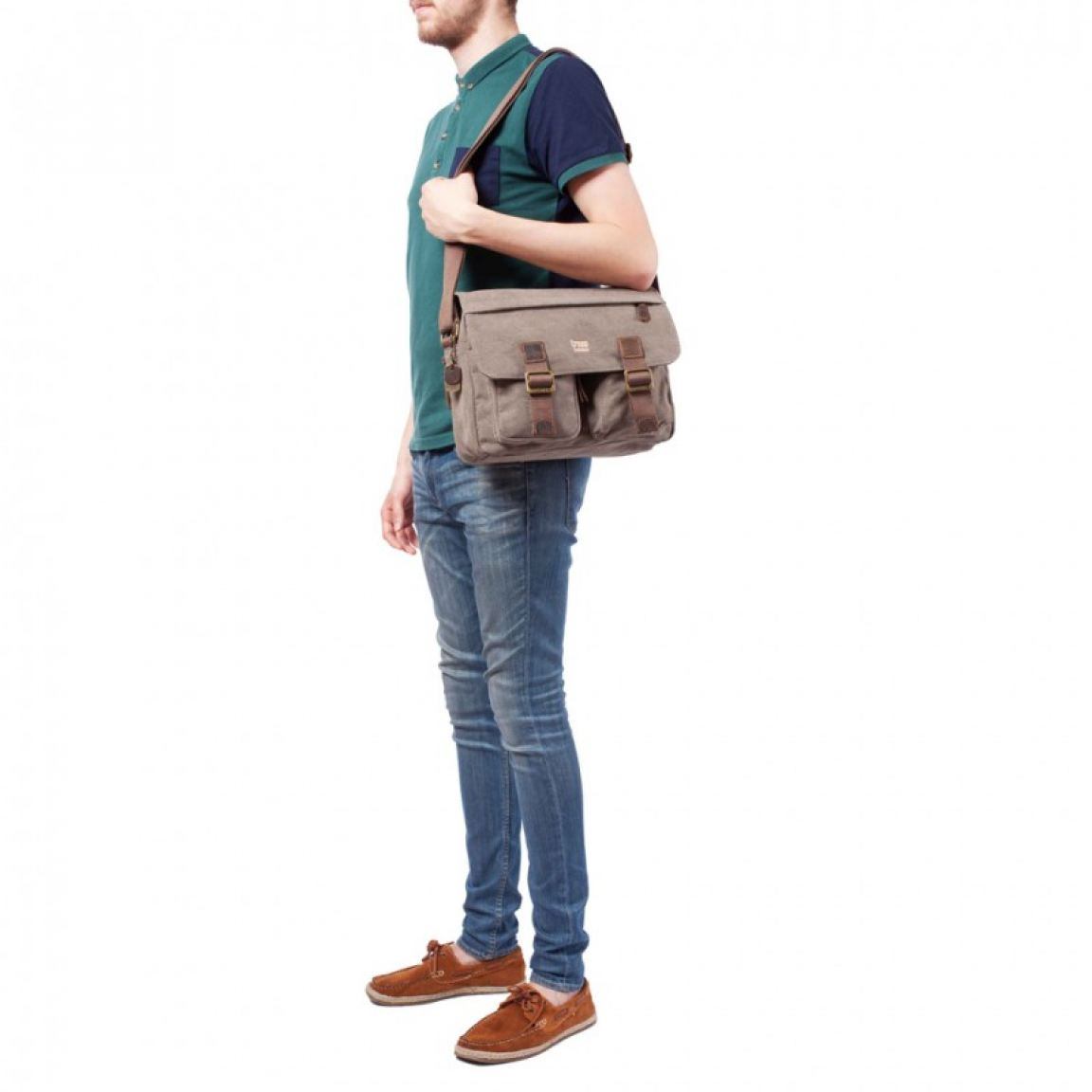 troop Überschlagtasche canvas grau
