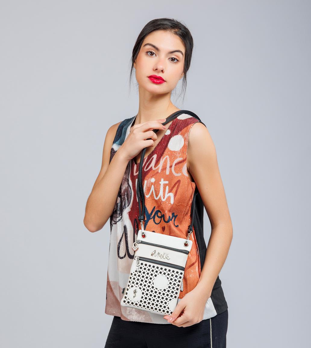 variable Crossovertasche Lochmuster Alma Lunares Anekke weiß bunt