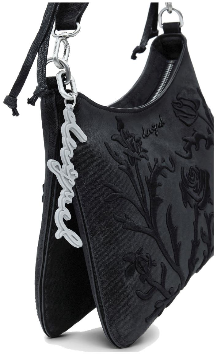 verspielte schmale Damentasche Desigual Floral Romeo bestickt Rose Manaos