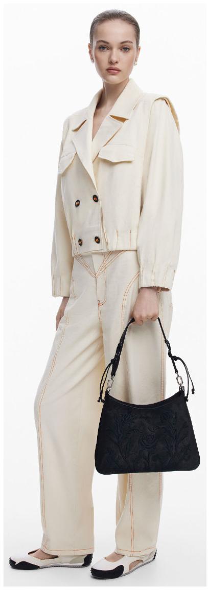 verspielte schmale Damentasche Desigual Floral Romeo bestickt Rose Manaos