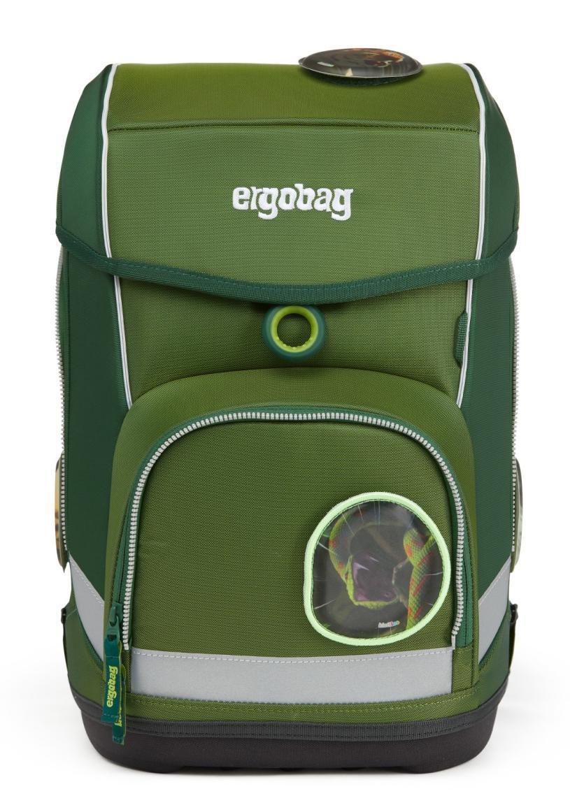 verstellbarer Schulrucksack grün schimmernd SHINY Edition ergobag cubo Wildtiere Schulset