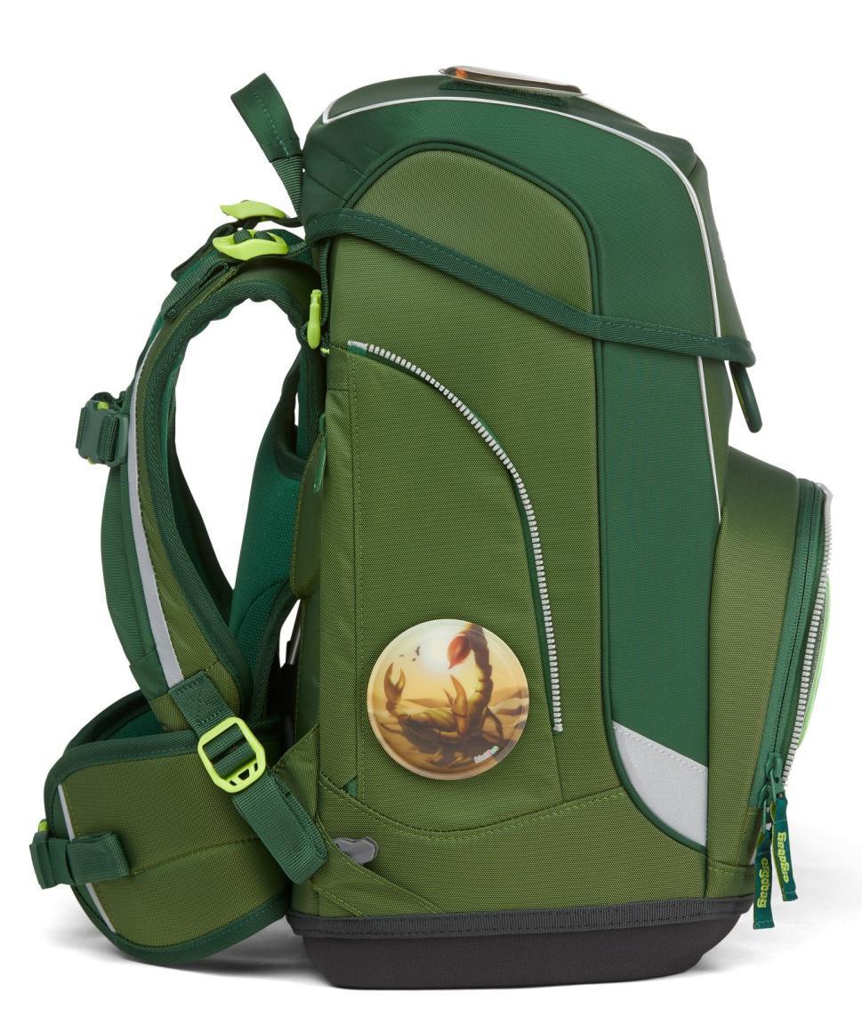 verstellbarer Schulrucksack grün schimmernd SHINY Edition ergobag cubo Wildtiere Schulset