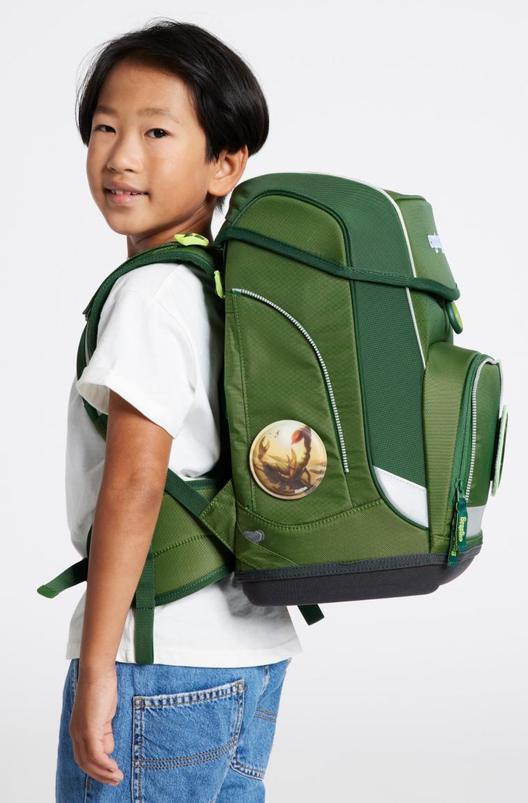 verstellbarer Schulrucksack grün schimmernd SHINY Edition ergobag cubo Wildtiere Schulset