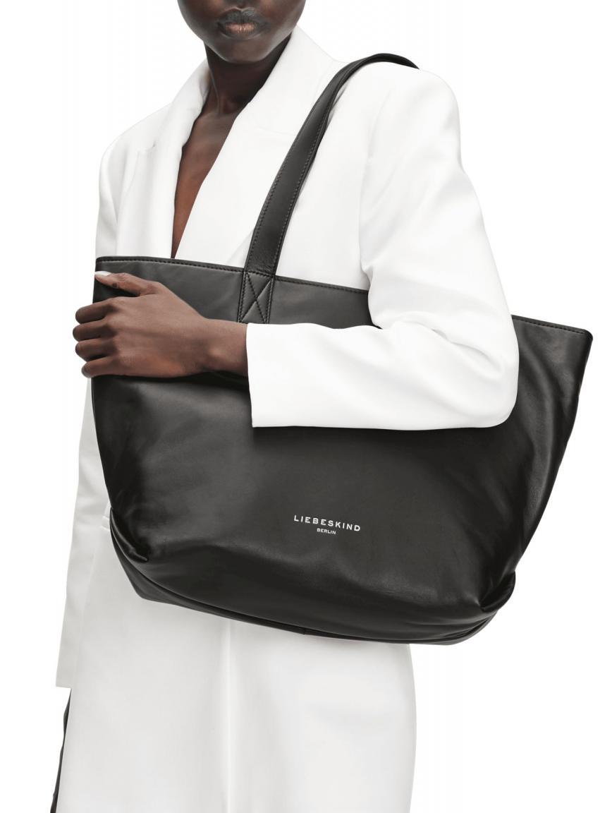 zeitloser Shopper Liebeskind schwarz weiches Glattleder