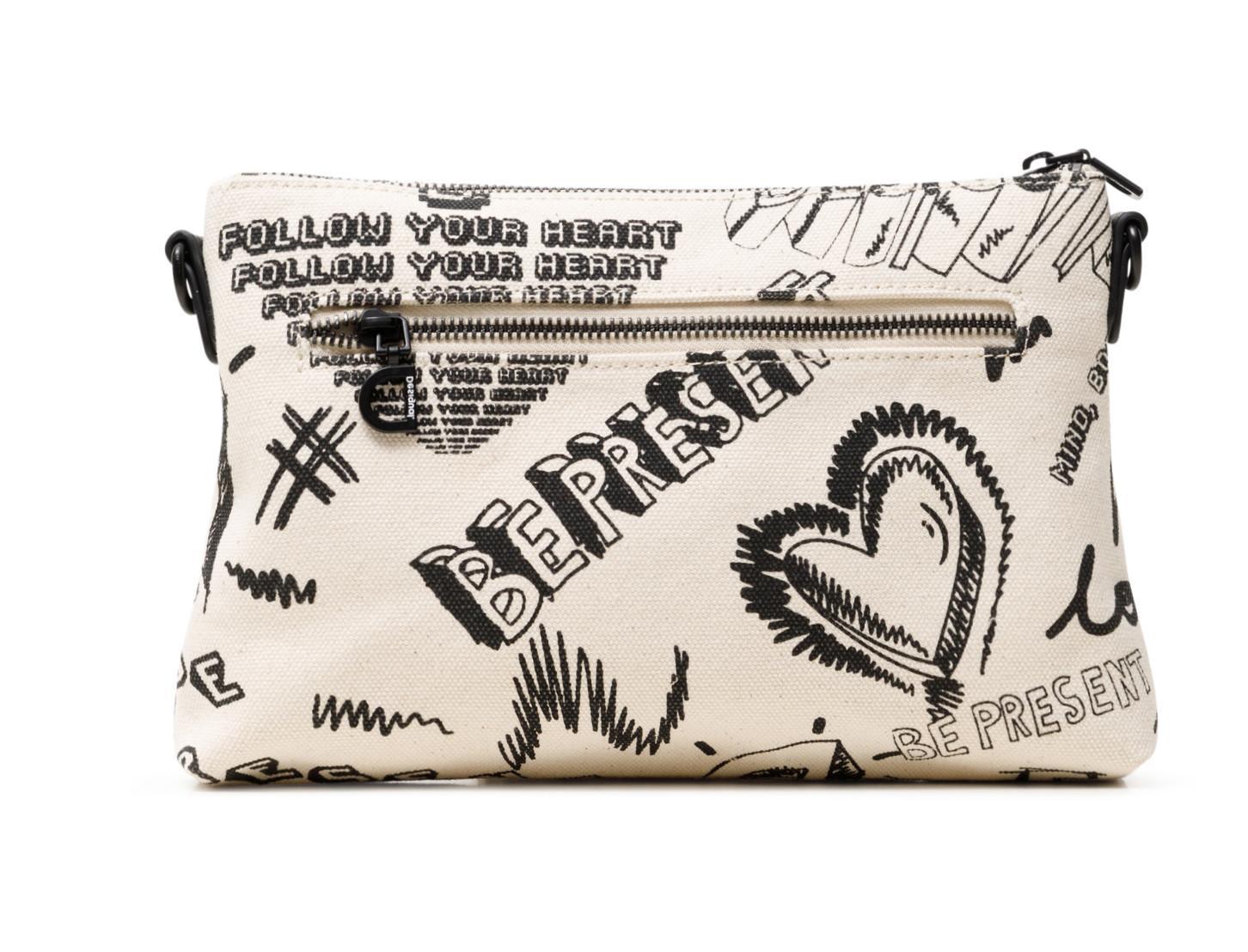 zweigeteile Damenhandtasche Desigual Jaleo Durban Double Blanco Lino schwarz beige