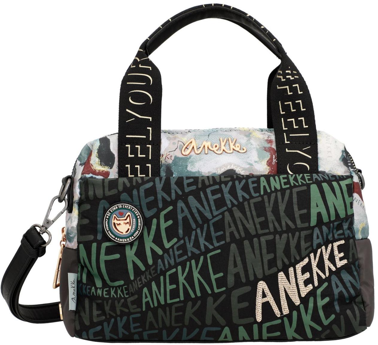 zweigeteilte Bowlingbag recycled Anekke Nature Woods Logoprint schwarz grün