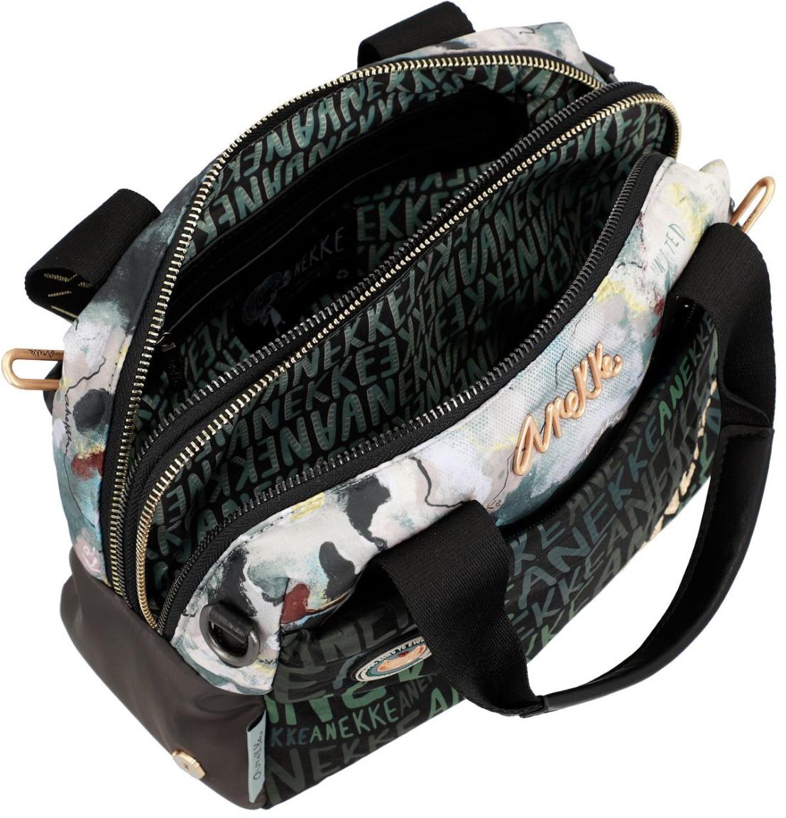 zweigeteilte Bowlingbag recycled Anekke Nature Woods Logoprint schwarz grün