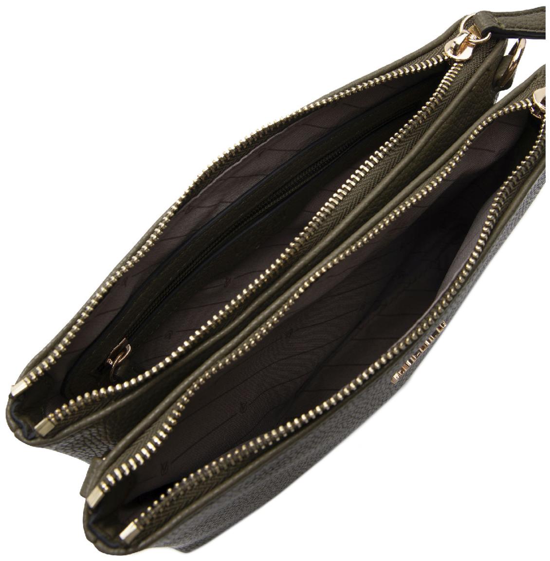 zweigeteilte Crossovertasche klein L.Credi grün Ella vegan Forest schmal