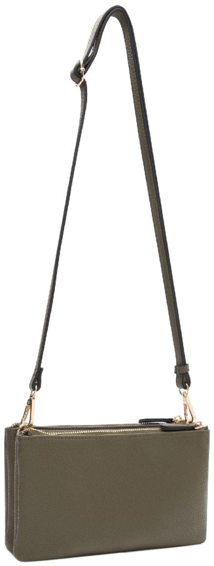 zweigeteilte Crossovertasche klein L.Credi grün Ella vegan Forest schmal