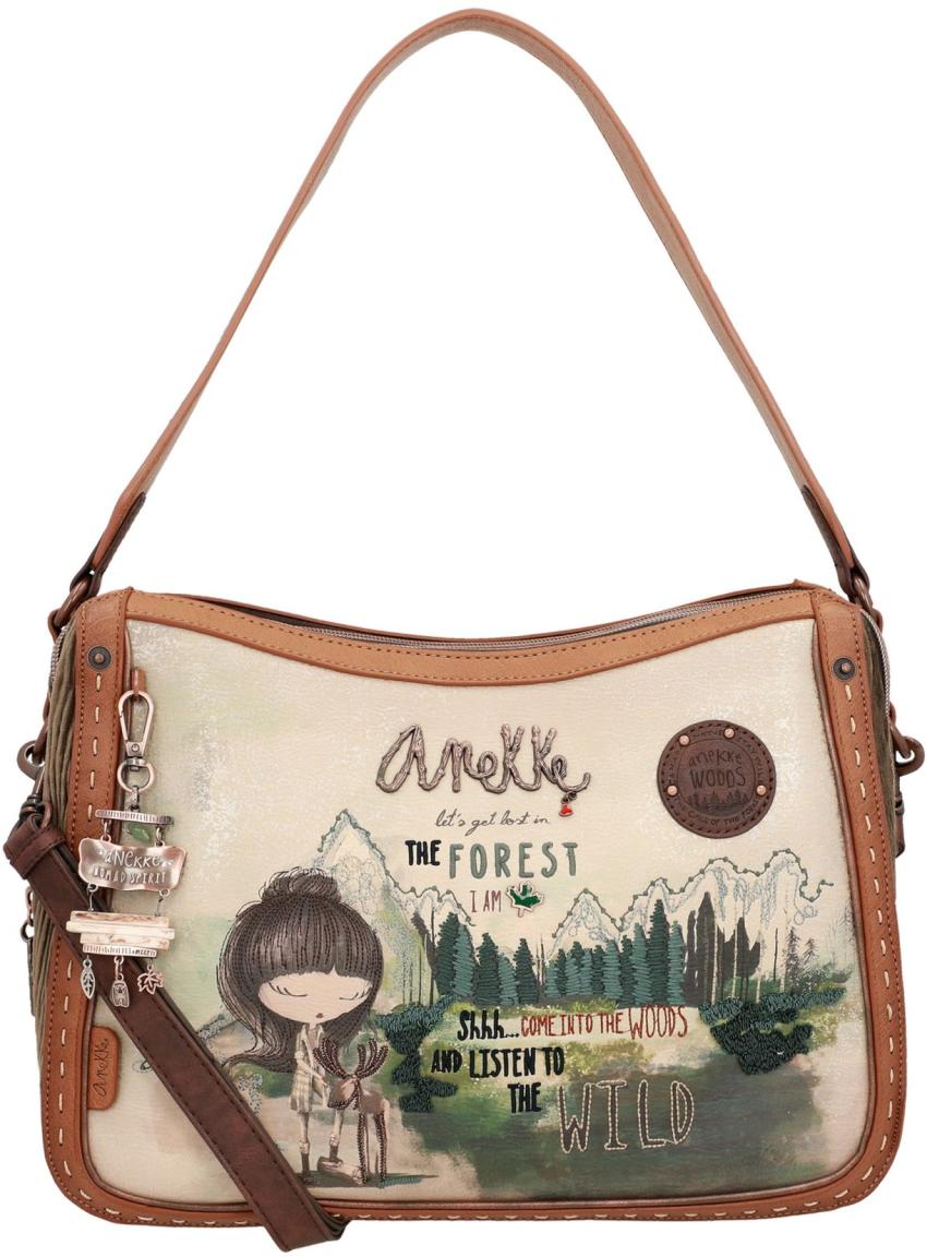 zweigeteilte Riementasche Samt Holzlook Anekke The Forest Kanada braun Ahorn