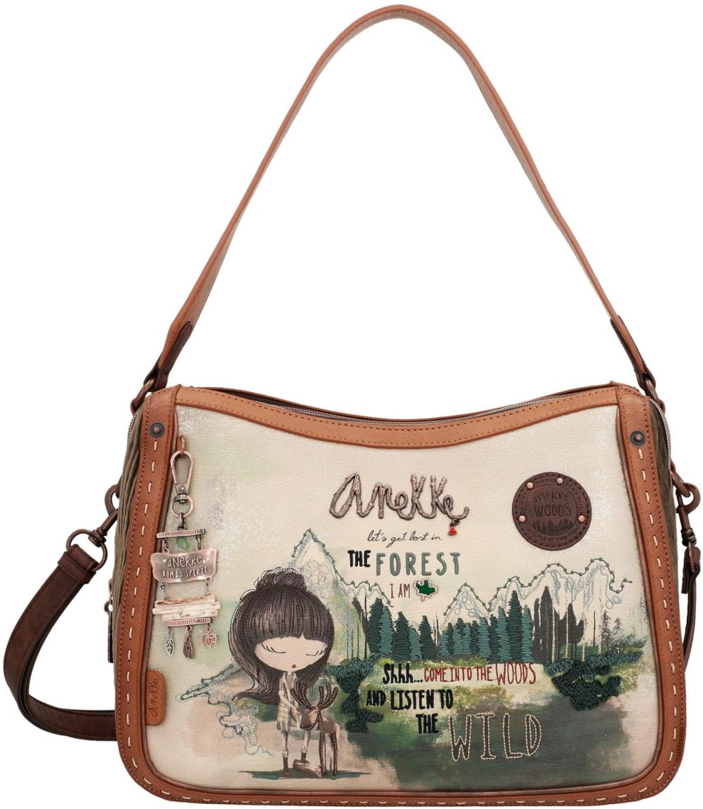 zweigeteilte Riementasche Samt Holzlook Anekke The Forest Kanada braun Ahorn