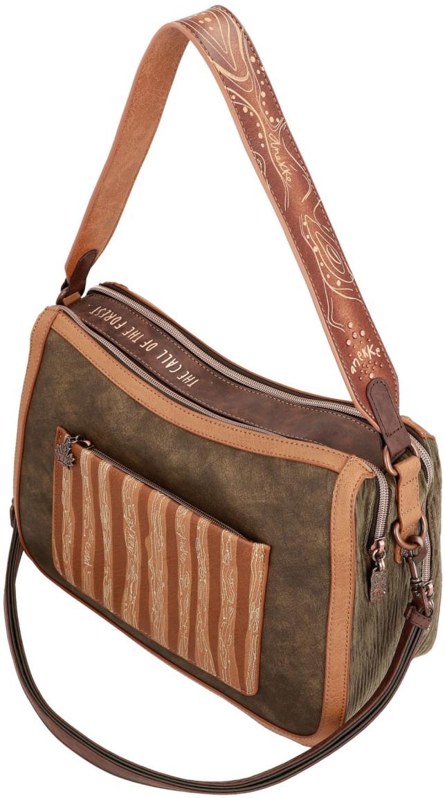 zweigeteilte Riementasche Samt Holzlook Anekke The Forest Kanada braun Ahorn