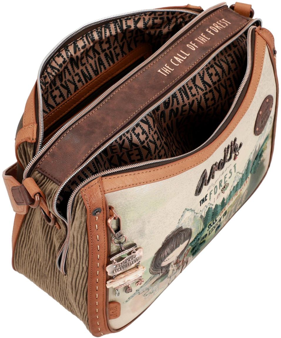 zweigeteilte Riementasche Samt Holzlook Anekke The Forest Kanada braun Ahorn