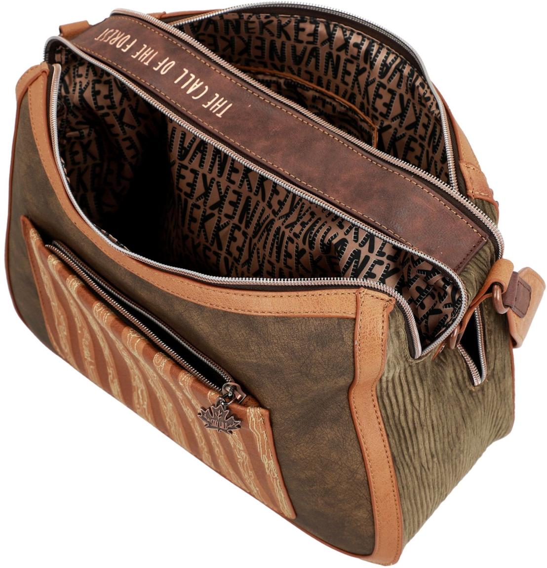 zweigeteilte Riementasche Samt Holzlook Anekke The Forest Kanada braun Ahorn