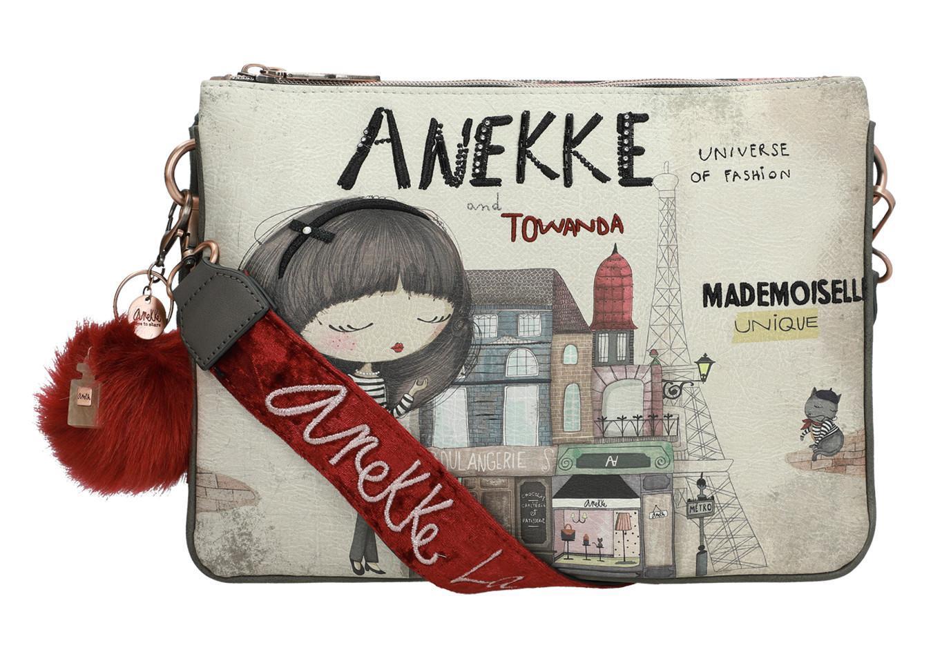 zweigeteilte Umhängetasche Anekke Couture Beige Paris grau zweigeteilte Umhängetasche Anekke Couture Beige Paris grau