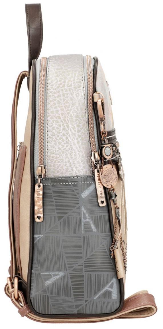 zweigeteilter Cityrucksack Nieten beige Hollywood Stars Anekke