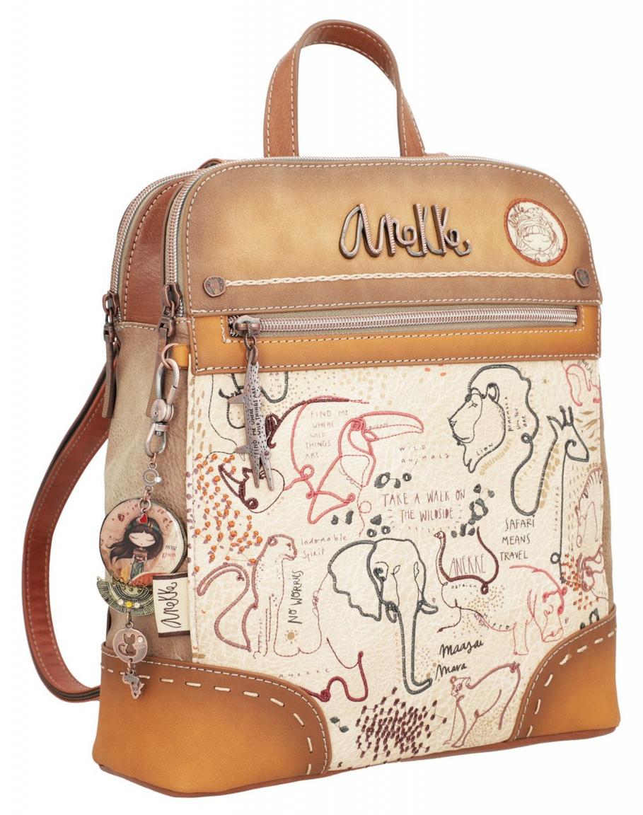 zweigeteilter Damenrucksack Anekke Kenya Safari Fusion Stickerei beige