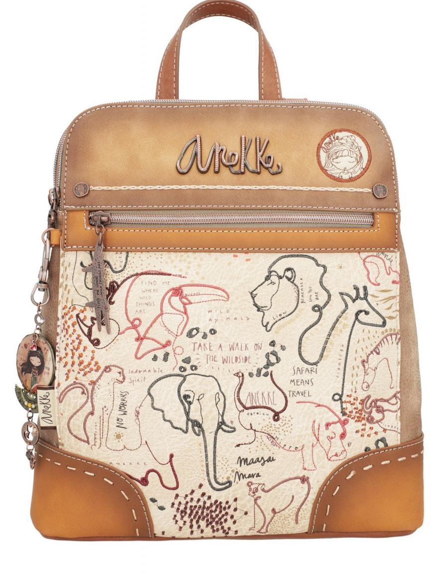 zweigeteilter Damenrucksack Anekke Kenya Safari Fusion Stickerei beige