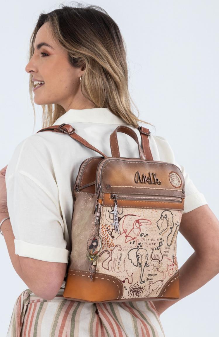 zweigeteilter Damenrucksack Anekke Kenya Safari Fusion Stickerei beige