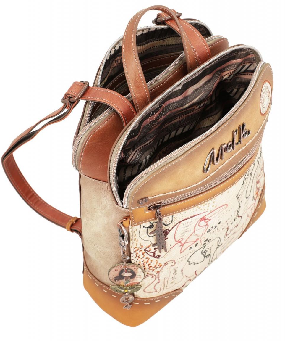zweigeteilter Damenrucksack Anekke Kenya Safari Fusion Stickerei beige