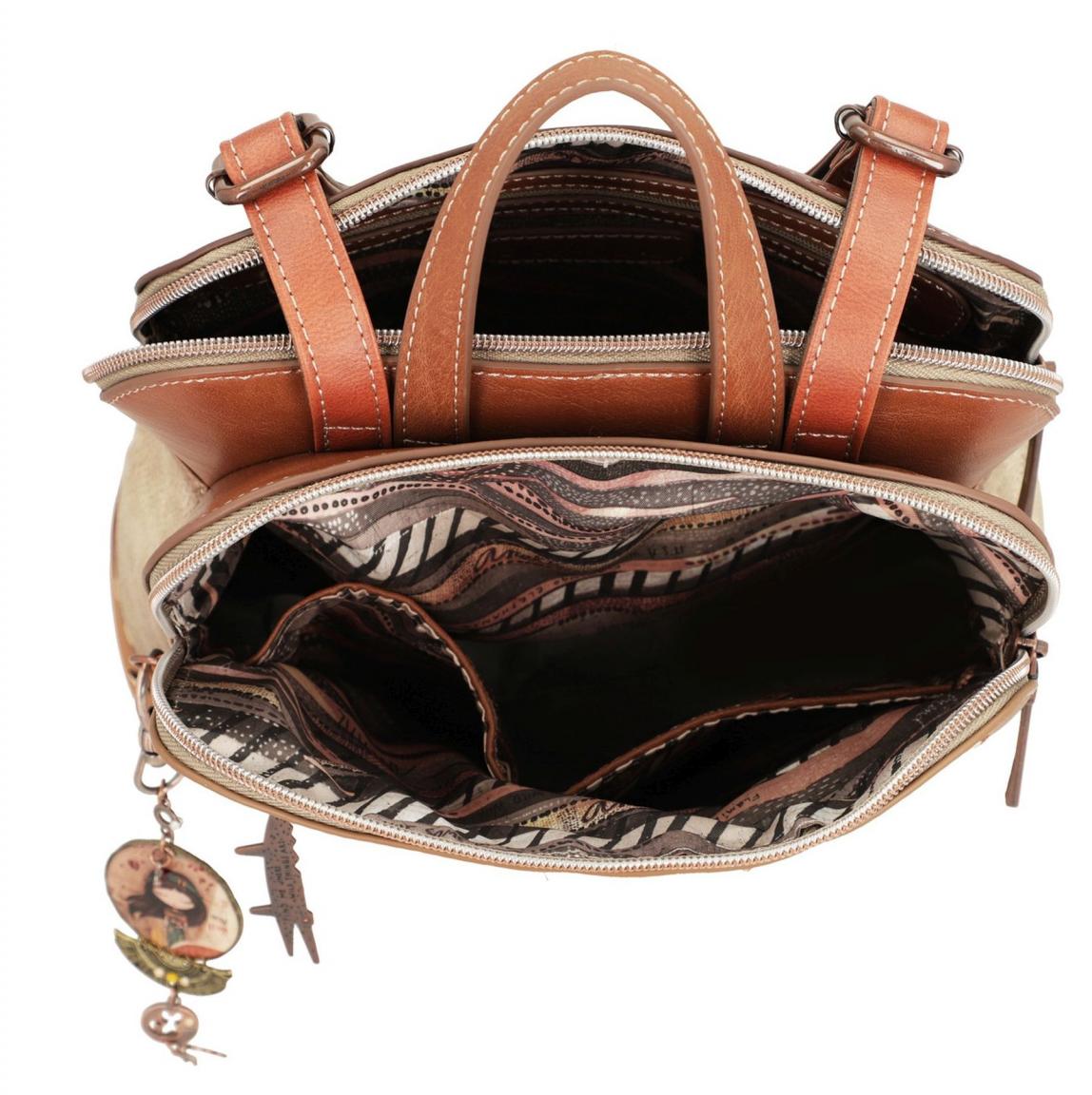zweigeteilter Damenrucksack Anekke Kenya Safari Fusion Stickerei beige