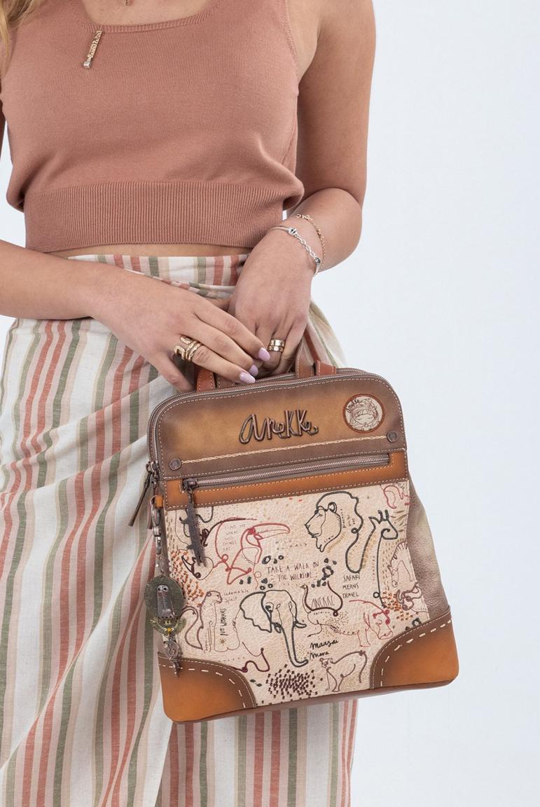 zweigeteilter Damenrucksack Anekke Kenya Safari Fusion Stickerei beige