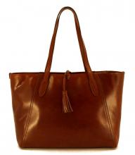 The Bridge Shopper Ledertasche Braun Cognac Fransen