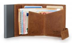 Kartenetui mit Münzfach SecWal Dallas RFID Schutz braun