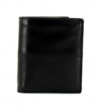 kleine Herrengeldtasche Leder schwarz Trifold The Bridge RFID