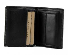 kleine Herrengeldtasche Leder schwarz Trifold The Bridge RFID