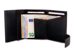 SecWal Cardprotector Carbon schwarz mit roter Naht RFID Schutz
