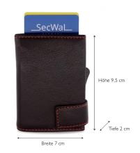 Secwal Geldtasche RFID Kartenschutz schwarz mit roter Naht