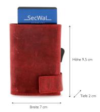 SecWal Ledergelbörse mit Metallkartenetui RFID Ausleseschutz rot