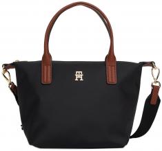 Kurzgrifftasche mit Crossover Popette Mini TOMMY HILFIGER Black Perlon