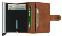 Miniwallet Secrid Chipkarten Etui RFID Vintage Cognac Silver