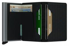 Slimwallet Optical Black Titanium RFID Würfelmuster schwarz blau