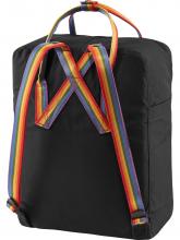 Freizeitrucksack Fjällräven Kanken Rainbow schwarz bunte Träger