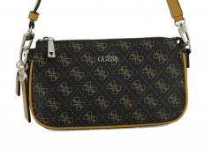 Crossbody Guess Arie mini Coal Schwarz Grau Print Clutch