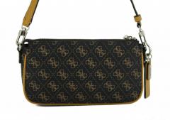 Crossbody Guess Arie mini Coal Schwarz Grau Print Clutch