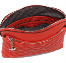 L.Credi Crossbodytasche Giulietta Koralle knallrot Rautenmuster gesteppt