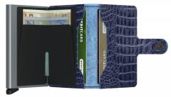 Kartenbörse Miniwallet Nile Blue Krokoprägung RFID-Schutz dunkelblau