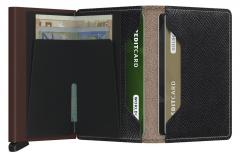 Kartenmäppchen dunkelbraun RFID-Schutz Serid Slimwallet Saffiano Brown