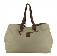 Henkeltasche Großformat beige grün Harbour2nd Goldbek Canvas green Leder
