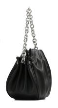 L.Credi Hellena schwarz Pouch Bag Metallkette Raffung