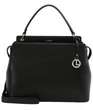 elegante Damen Kurzhenkeltasche Fabienne L.Credi zweigeteilt schwarz