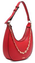 elegante Hobo Tasche L.Credi Munich Hilde Kettenglieder Rot Mohn