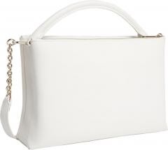 elegante Tragetasche Calvin Klein Lock Top Tote Kettenhenkel Ecru Weiß