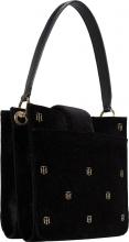 trendige Abendtasche Tommy Hilfiger Club Bucket Velvet Samtoptik Black